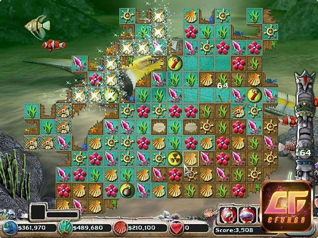 Trong Big Kahuna Reef, người chơi cần ghép các ô có biểu tượng tương tự