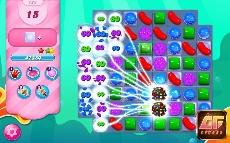 Kẹo Colour Bomb sẽ nổ khi được chuyển sang ô bên cạnh