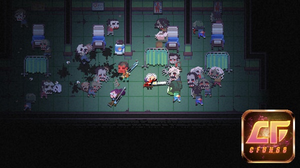 Đồ họa của game Death Road to Canada nổi bật với phong cách pixel art cổ điển