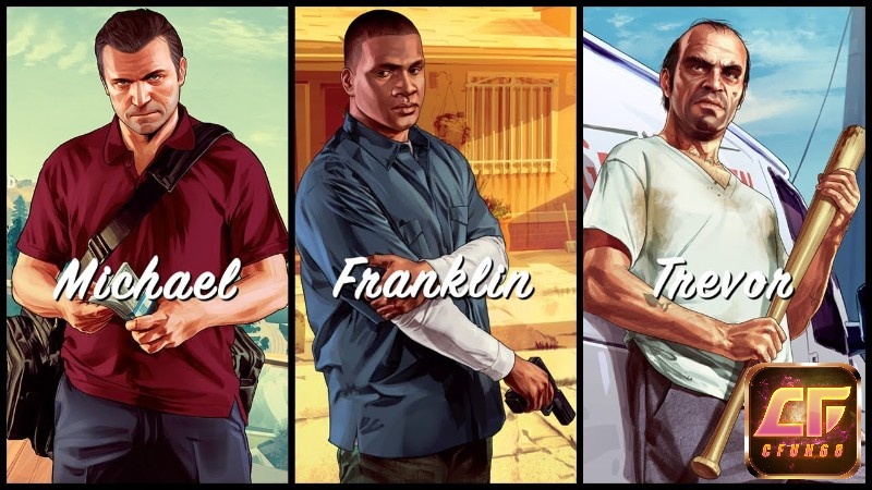 Franklin, Michael và Trevor - 3 nhân vật chính của Game Grand Theft Auto V