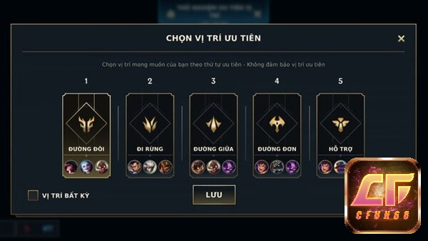 Đánh số thứ tự ưu tiên từ 1-5 cho từng vị trí