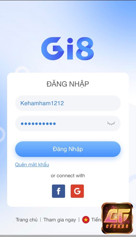 Điền đầy đủ thông tin vào form đăng ký sân cược GI8
