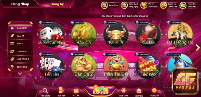 Tham gia chơi lô đề và xổ số tại nhà cái Cfun68