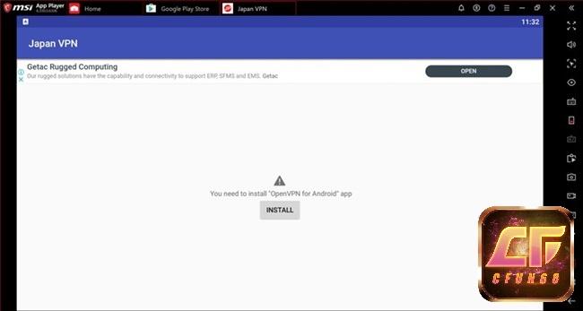 Cài đặt phần mềm OpenVPN for Android theo yêu cầu của ứng dụng Japan VPN