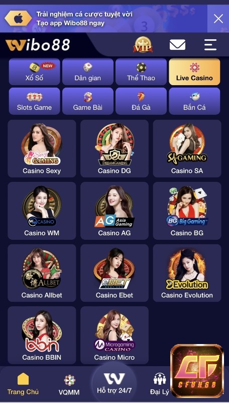Casino live tại web cược với đa dạng sảnh chơi