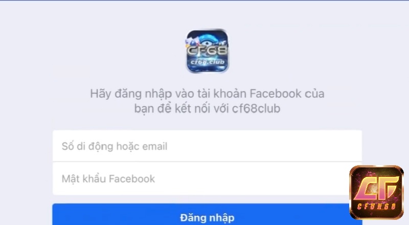 Đăng nhập CF68 qua mạng xã hội Facebook