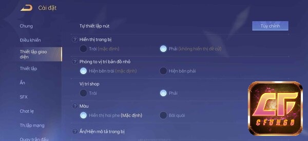 Tùy chỉnh giao diện trong game Liên Quân