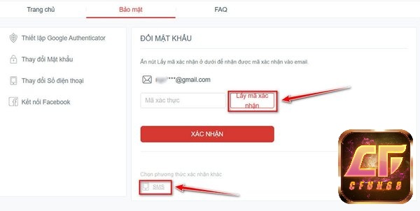 Nhập mã xác thực được gửi về mail