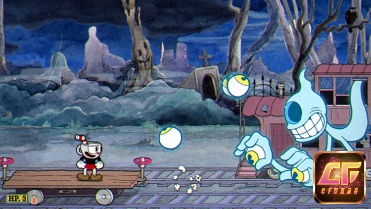 Cuphead là game thường xuyên thay đổi môi trường chiến đấu và đa dạng hóa các loại vũ khí