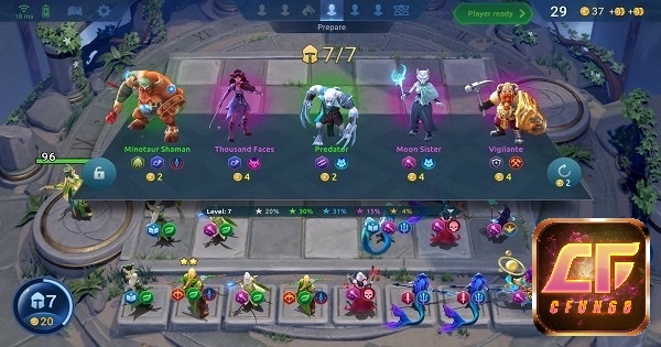 Giao diện trận đấu chiến thuật đầy kịch tính trong Auto Chess Master trên nền tảng mobile