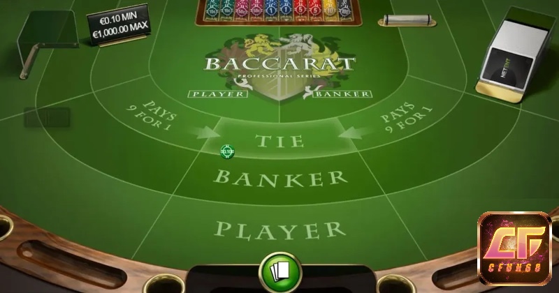 Người chơi có thể đặt cược vào Player, Banker hoặc Tie trong game Baccarat có thưởng.