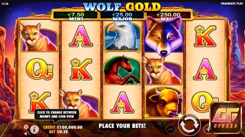 Wolf Gold mang đậm không khí miền Tây hoang dã cùng các jackpot cố định hấp dẫn.
