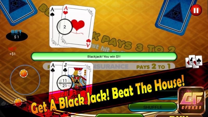 BlackJack 21 Pro – mô phỏng sòng bài thực tế với tính năng theo dõi lịch sử chơi.