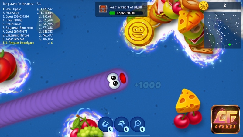 Phong cách đồ họa sinh động và hệ thống vật phẩm mang tính chiến thuật đặc trưng của Worms Zone .io.