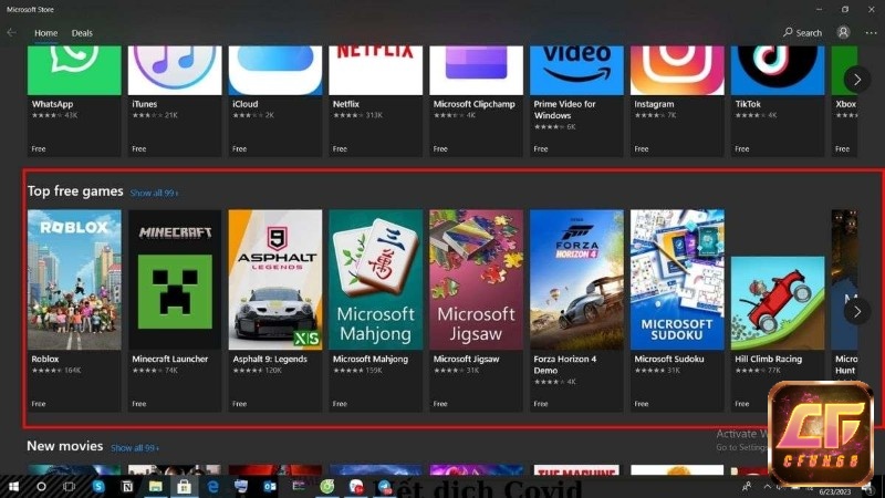 Tìm và chọn đúng game trong mục Games hoặc thanh search của Microsoft Store