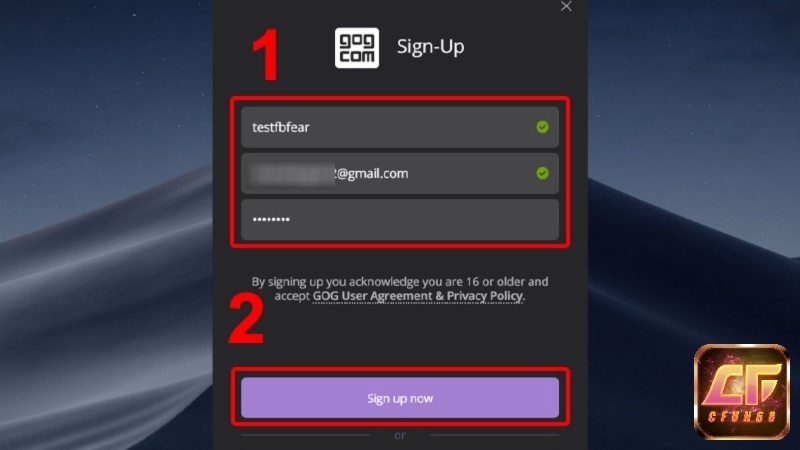 Đăng ký tài khoản GOG mới để sở hữu game bản quyền an toàn