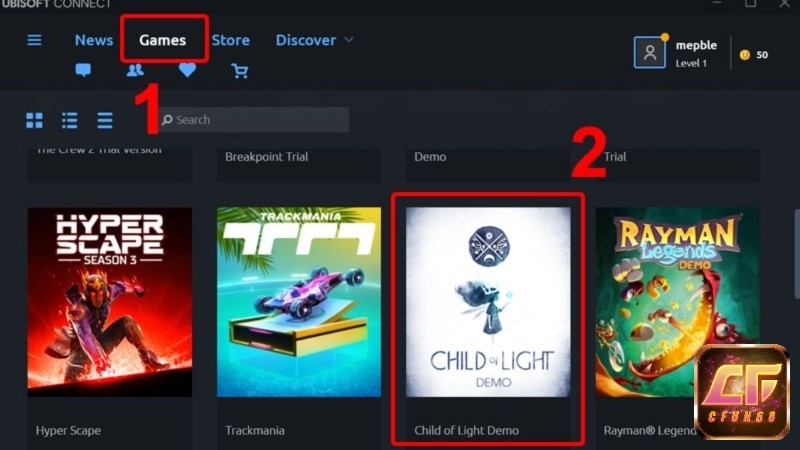 Mở mục Games để xem các game đã mua sẵn sàng tải về pc
