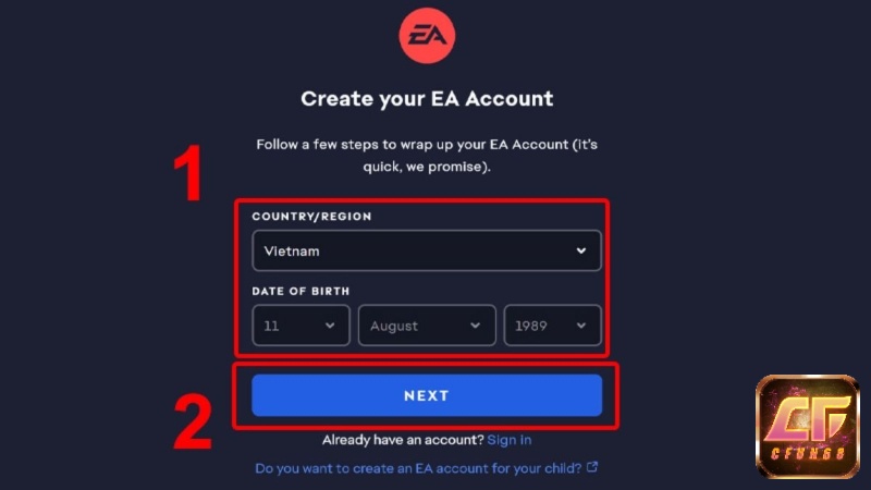 Hoàn tất đăng ký và xác thực tài khoản EA để bảo vệ thư viện game