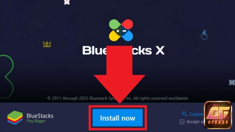 Bấm Install và chờ game tự cài, sau đó mở game từ màn hình BlueStacks để chơi