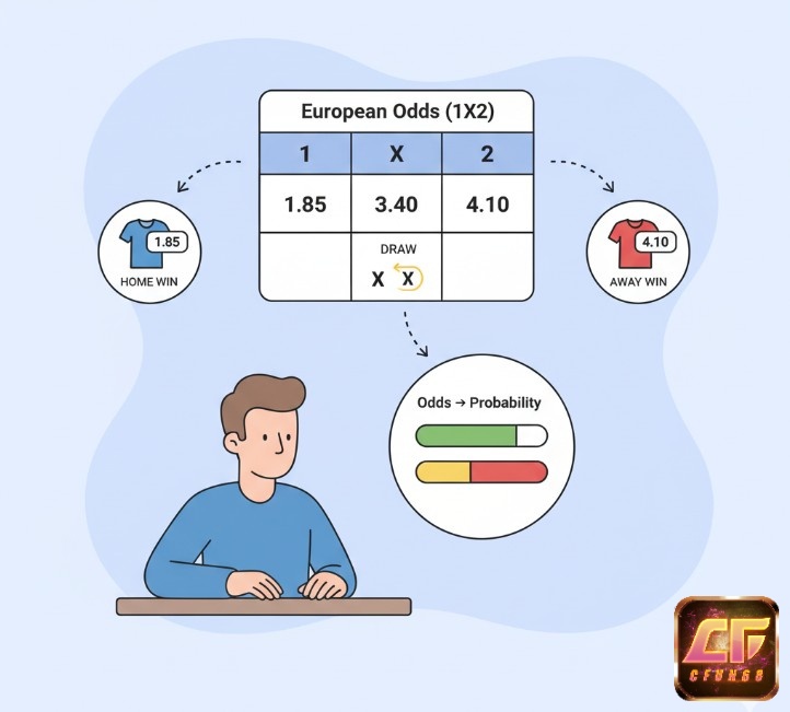 Người cá cược bóng đá nghiên cứu cách đọc kèo châu Âu (1X2) với các tỷ lệ cược