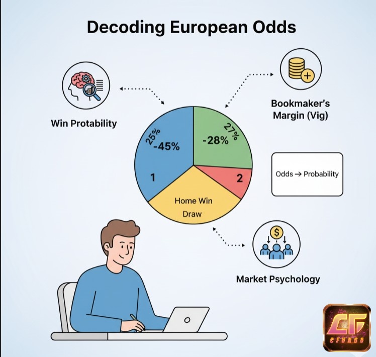 Người cá cược bóng đá phân tích các yếu tố tỷ lệ kèo châu Âu như xác suất và biên lợi nhuận nhà cái