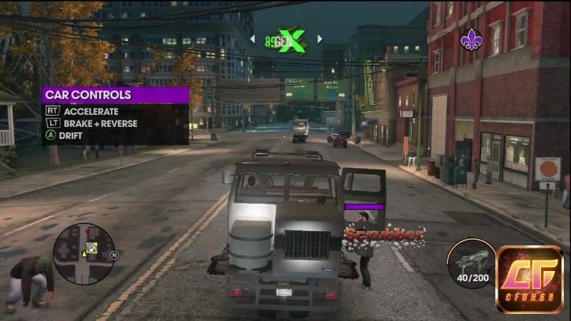 Chơi hợp tác trong Saints Row: The Third, hai người phối hợp trong nhiệm vụ hỗn loạn tại Steelport