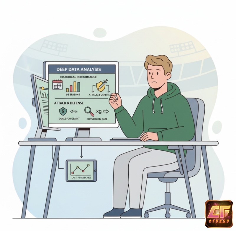 Người chơi phân tích dữ liệu chuyên sâu về hiệu suất tấn công, phòng thủ và các chỉ số nâng cao để đánh giá sức mạnh đội bóng