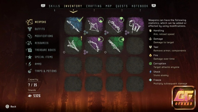 Vòng chọn vũ khí đang mở giữa pha giao tranh