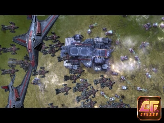 Giao diện bản đồ toàn cục trong game Supreme Commander với các cụm căn cứ và tuyến giao tranh