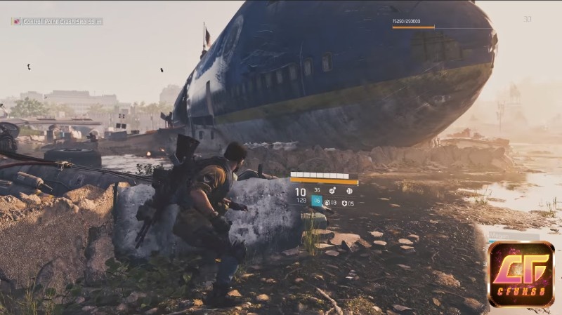 Pha đấu súng sau vật chắn trong khu phố đổ nát thể hiện nhịp ẩn nấp của game The Division 2