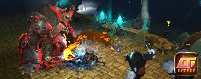 Nhân vật chém quái trong hầm ngục Torchlight II, hiệu ứng kỹ năng rõ nét