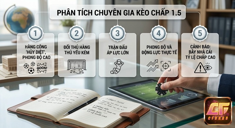 Quy trình phân tích chuyên gia kèo chấp 1.5 là gì, đánh giá hàng công, hàng thủ đối phương, áp lực trận đấu, động lực