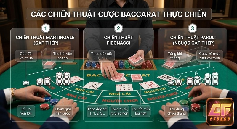 Phân tích chuyên sâu 3 chiến thuật cược&nbsp;kinh nghiệm chơi baccarat thắng lớn thực chiến: Martingale, Fibonacci, Paroli giúp tối ưu lợi nhuận, quản lý rủi ro
