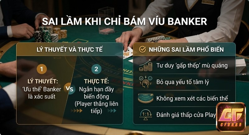 Tổng quan các sai lầm, khi bám víu Banker, phân tích lý thuyết xác suất và thực tế biến động trong Baccarat