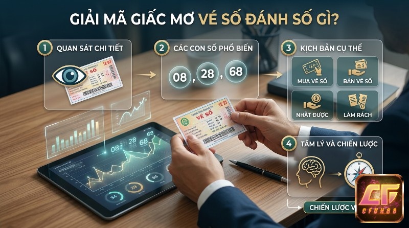 Mơ thấy vé số đánh số gì?&nbsp;Giải mã giấc mơ vé số với 4 bước: quan sát chi tiết, số 08, 28, 68, kịch bản (mua, bán, nhặt, rách) và chiến lược